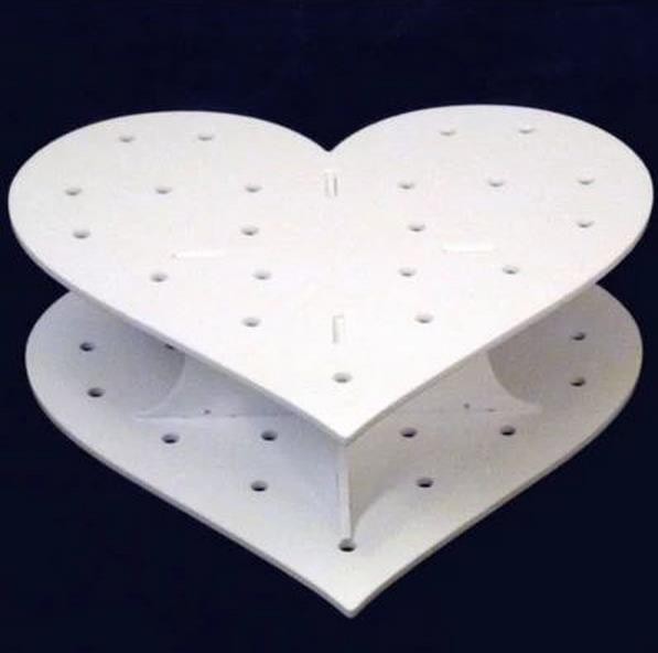 Стойка торта венчания двойника формы сердца акриловая/белые стойки дисплея